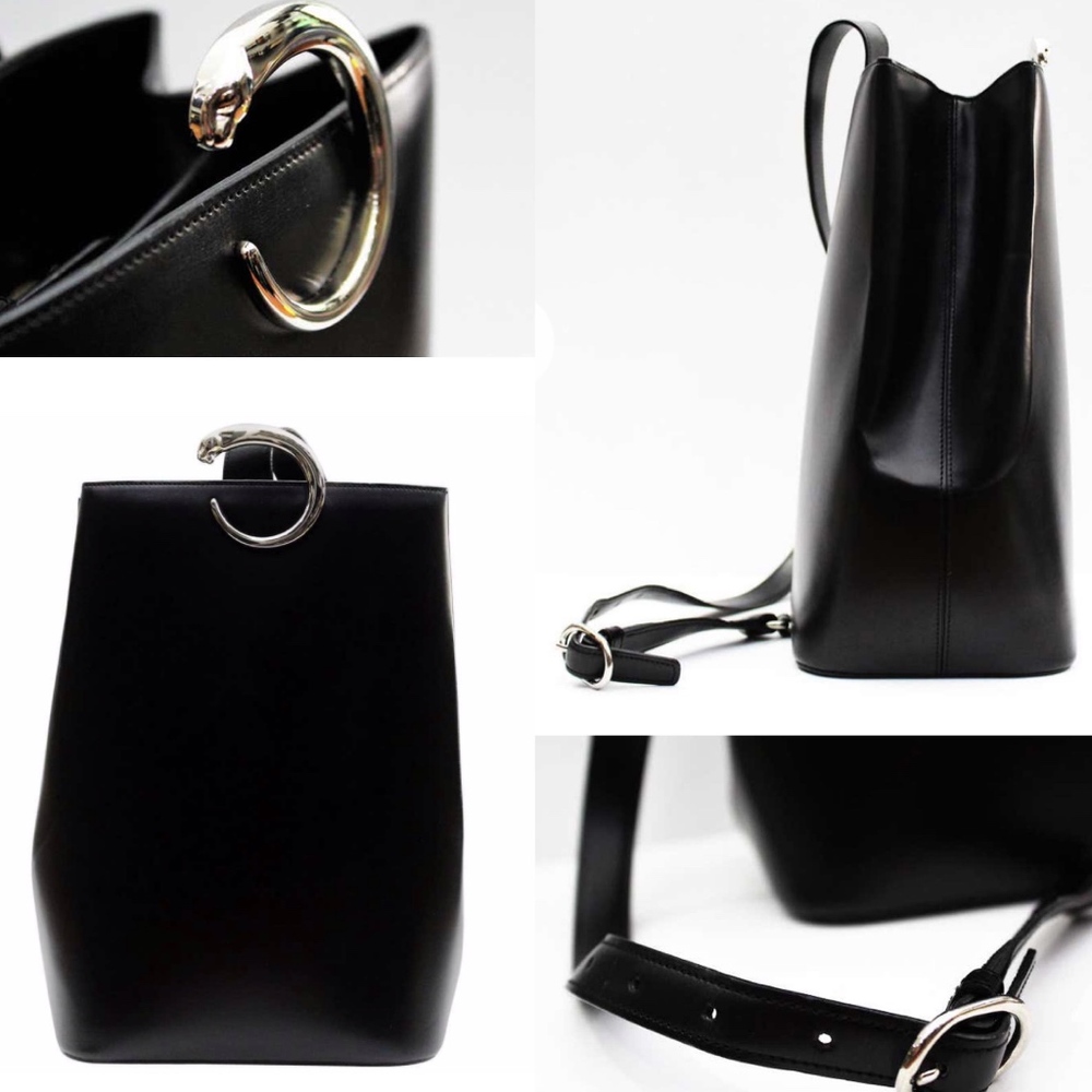 Cartier Black Leather Panthere Sidepack Bag